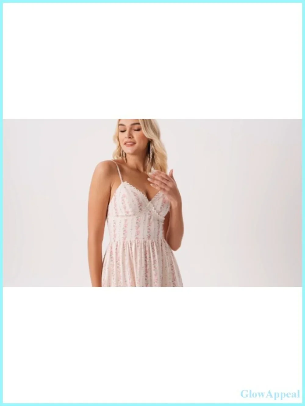 Floral Lace V-Neck Maxi Dress with Spaghetti Straps and Smocked Back